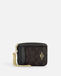 Coach Zipper Card Case - Brown Canvas