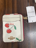 Coach Zipper Card Case - Cherry