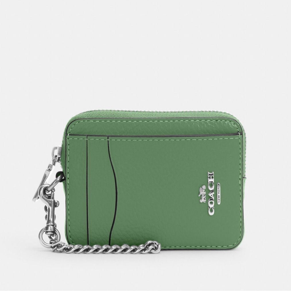 Coach Zipper Card Case - Green