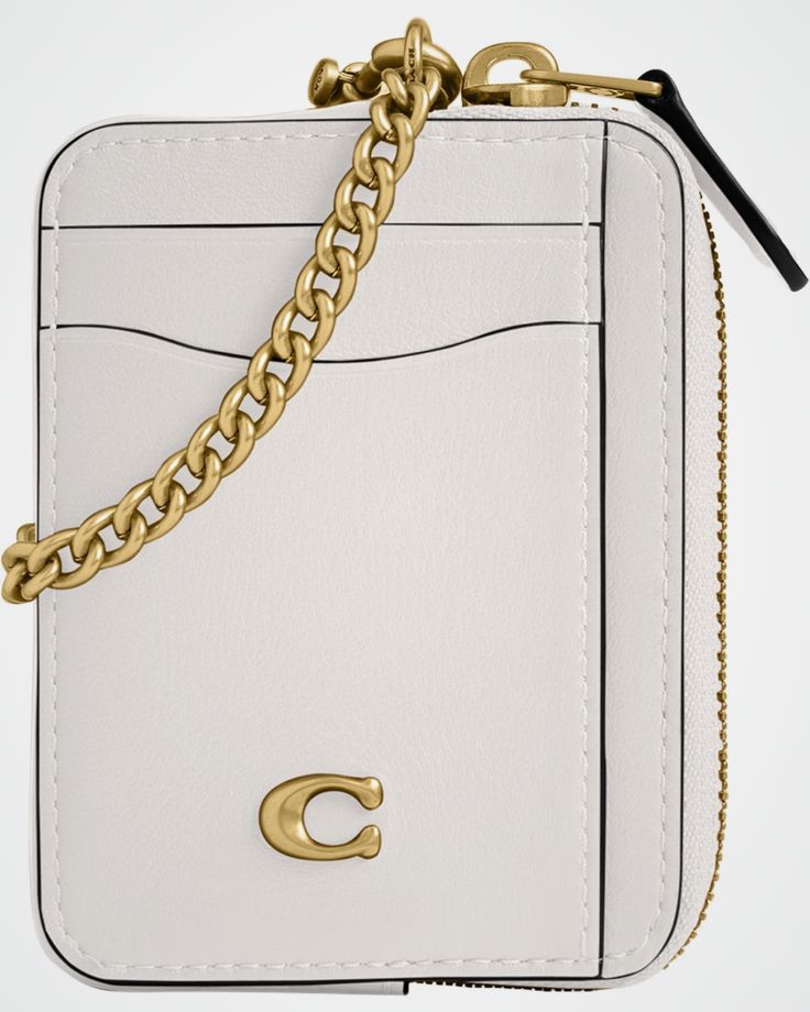Coach Zipper Card Case - White