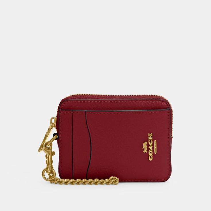 Coach Zipper Card Case - Red