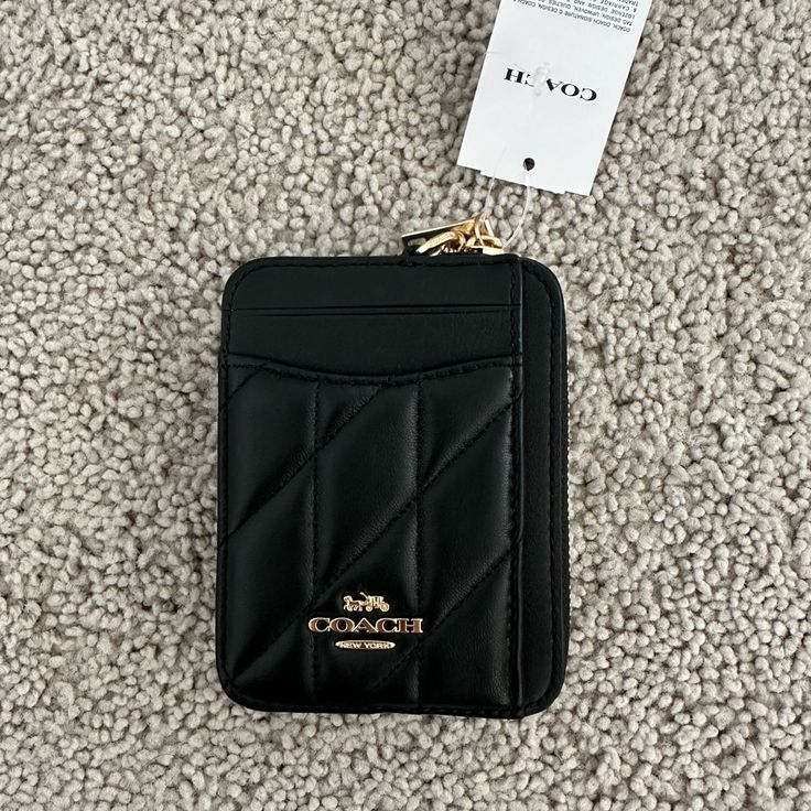 Coach Zipper Card Case - Black