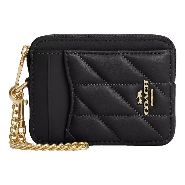 Coach Zipper Card Case - Black