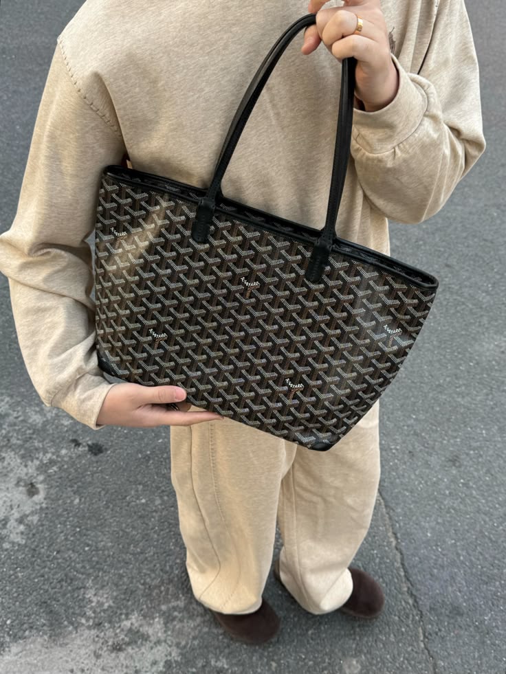 Goyard Tote Bag - Black (Large With Pouch)