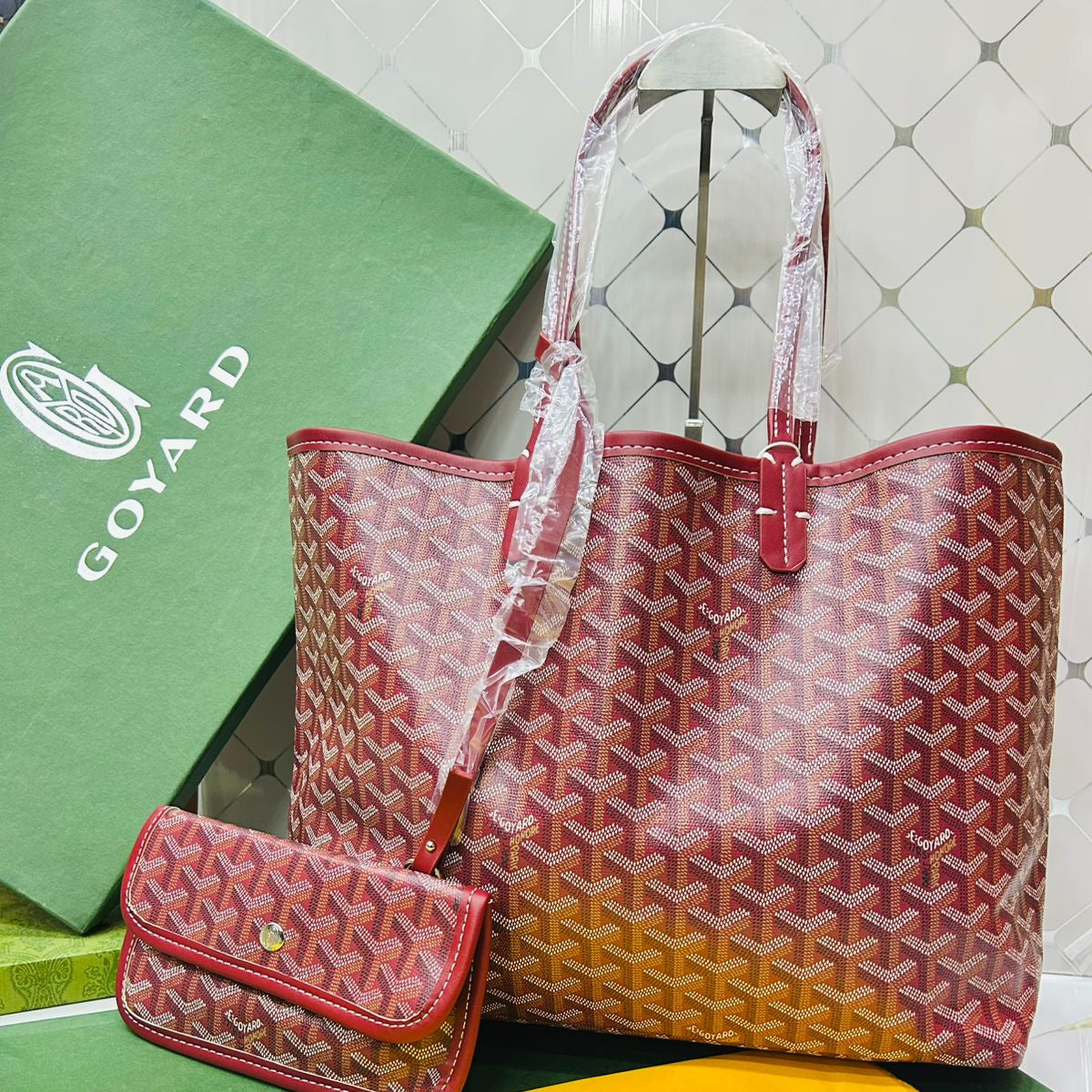 Goyard Tote Bag - Red (Large With Pouch)