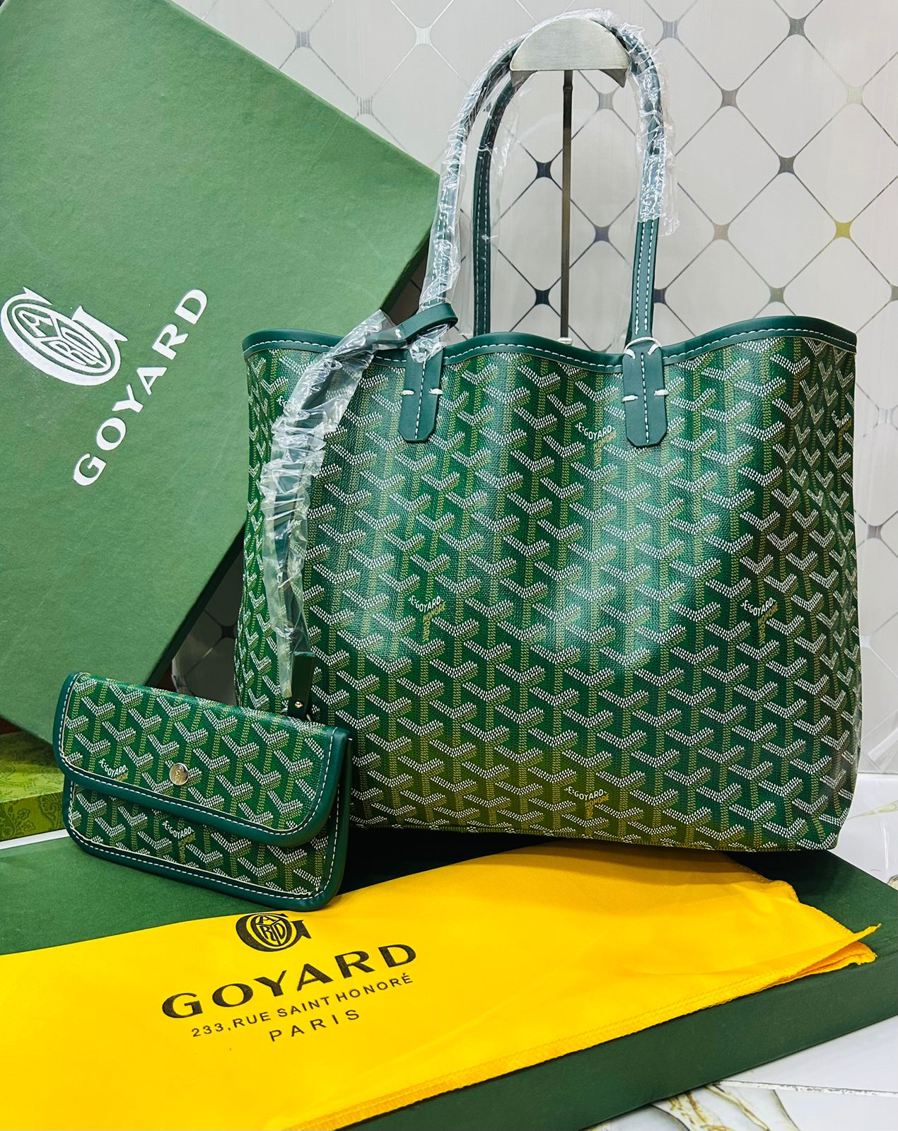 Goyard Tote Bag - Green (Large With Pouch)
