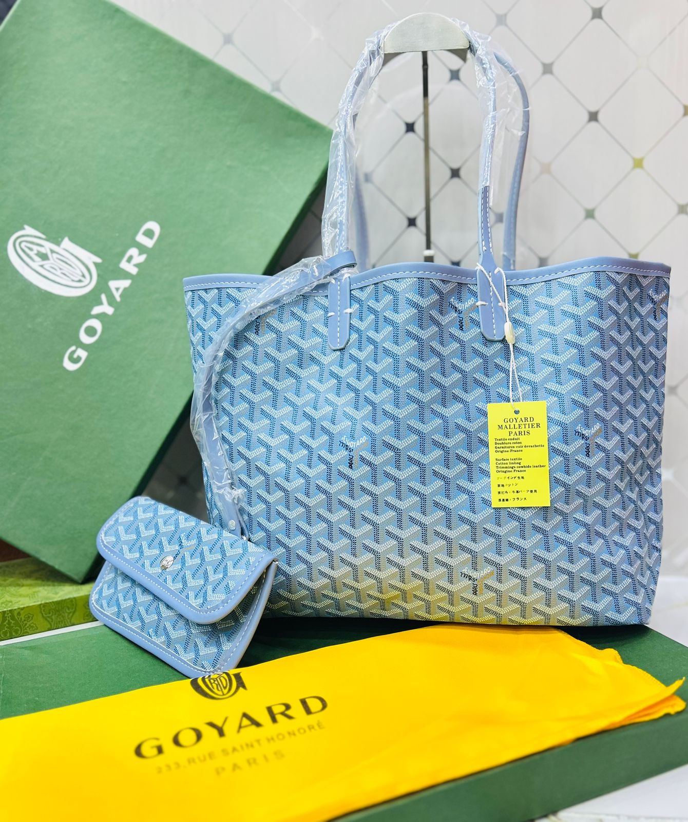 Goyard Tote Bag - Blue (Large With Pouch)