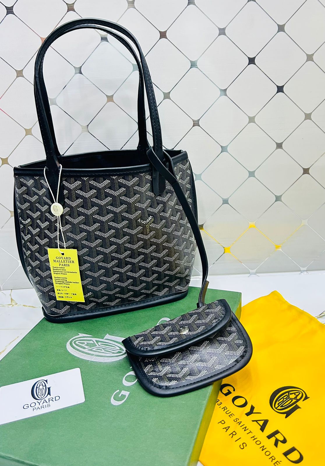 Goyard Tote Bag - Black (Mini With Pouch)