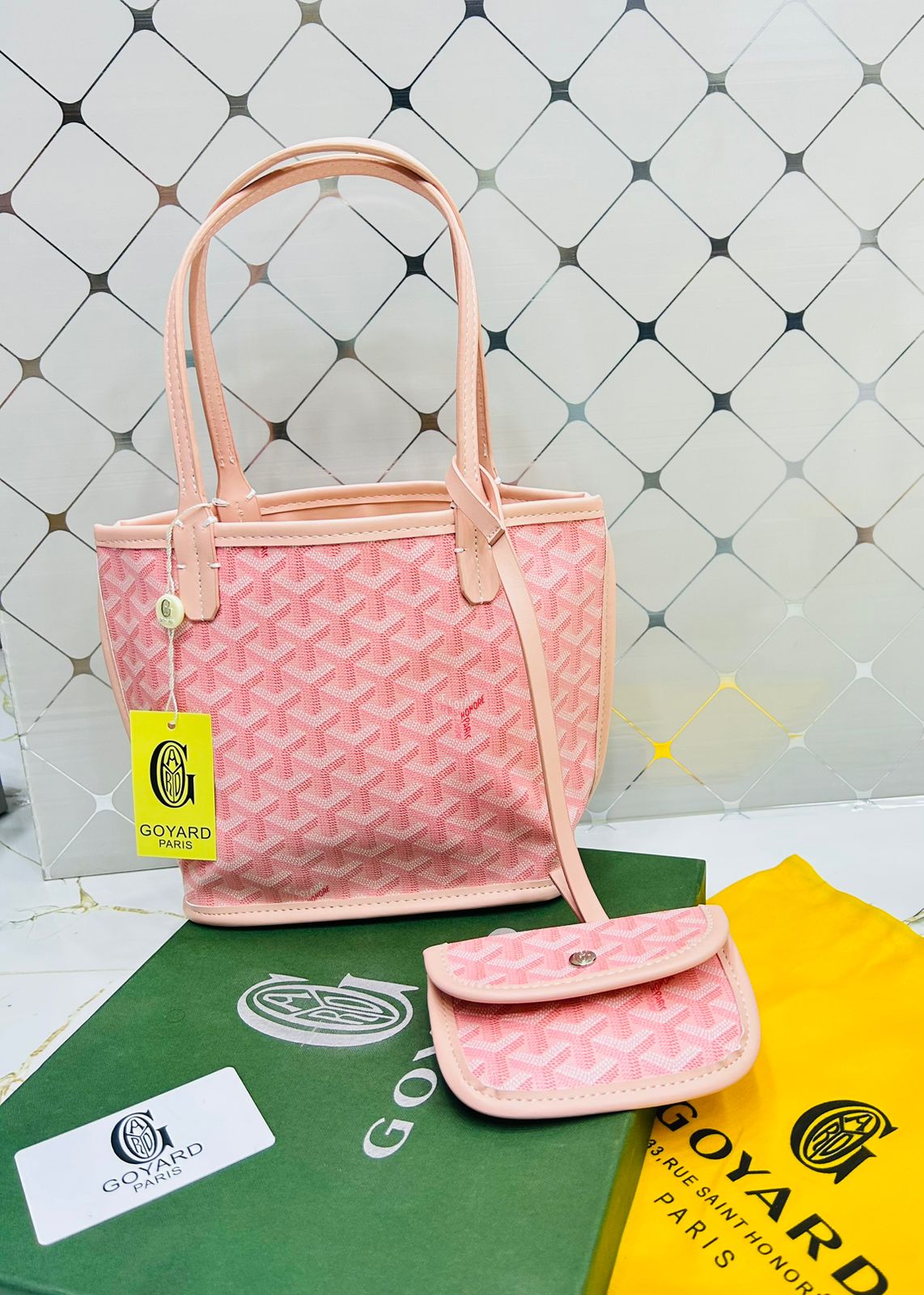 Goyard Tote Bag - Marshmallow Pink (Mini With Pouch)