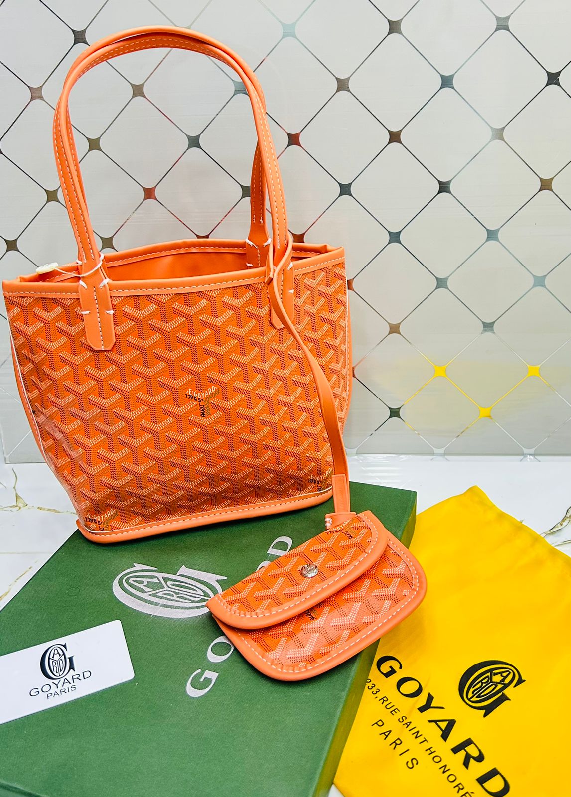 Goyard Tote Bag - Orange (Mini With Pouch)