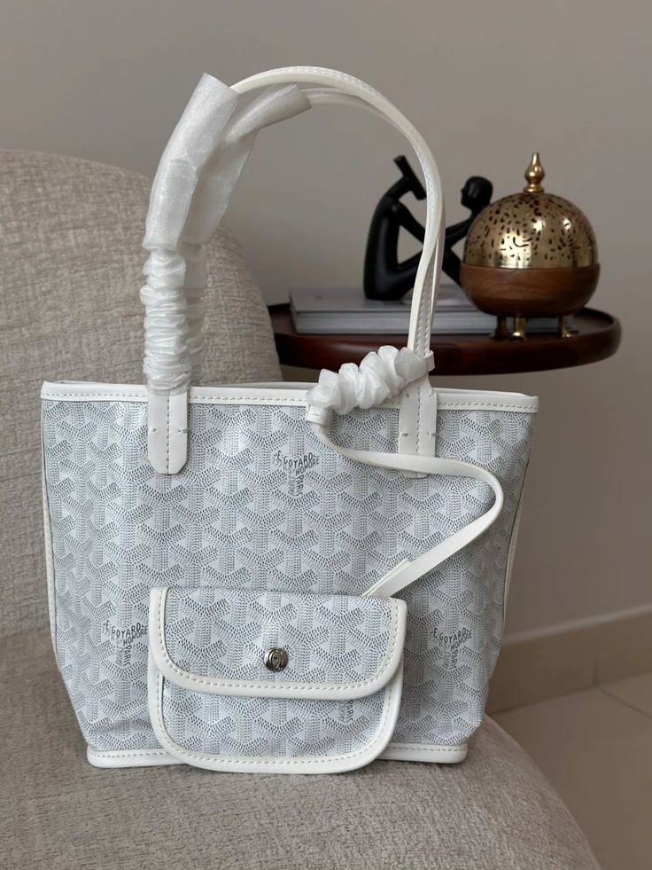 Goyard Tote Bag - White (Mini With Pouch)